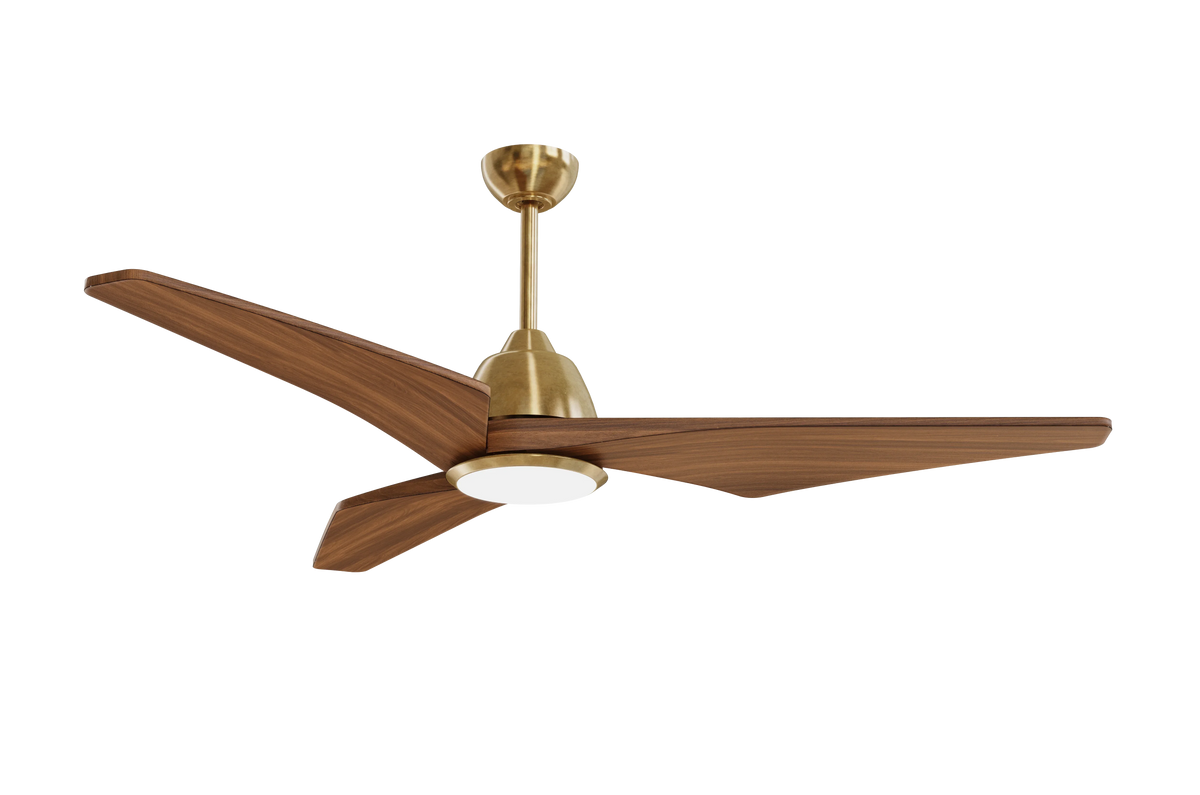 Elowen 52" Ceiling Fan with Light · Warm Walnut Solid Wood Blades