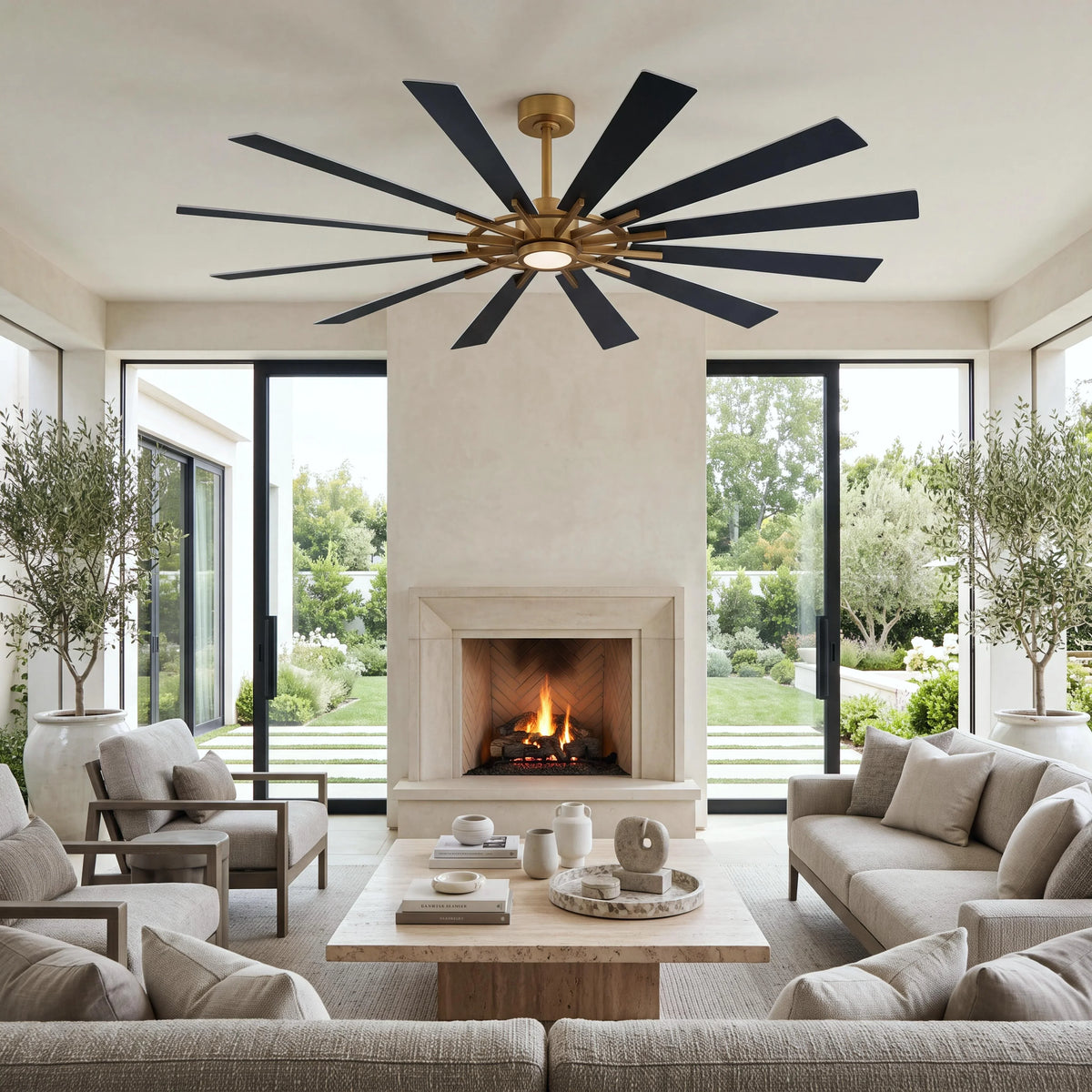Maverick 72" Ceiling Fan with Light · Reversible Black & White Blades