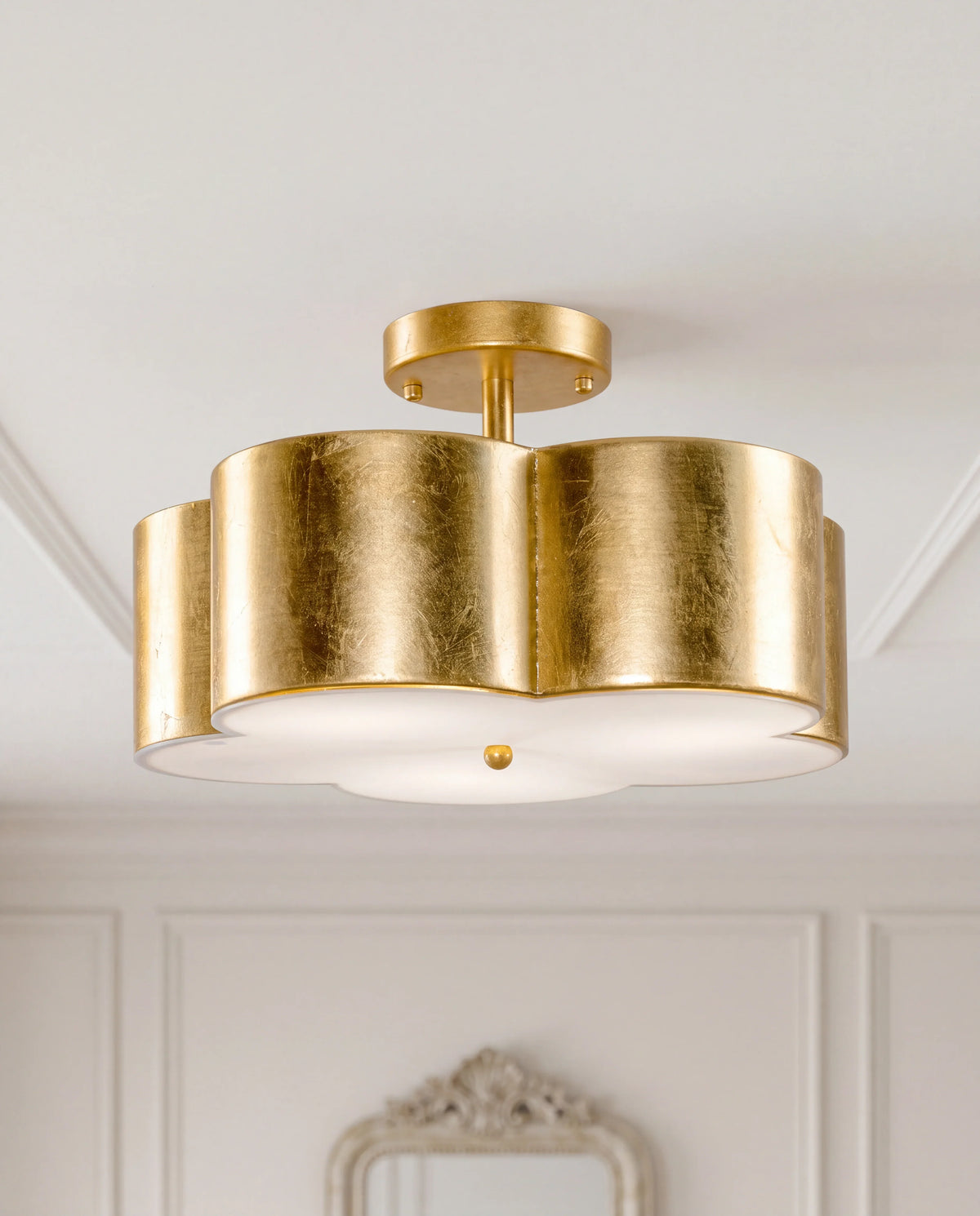Golden Semi-Flush Ceiling Light