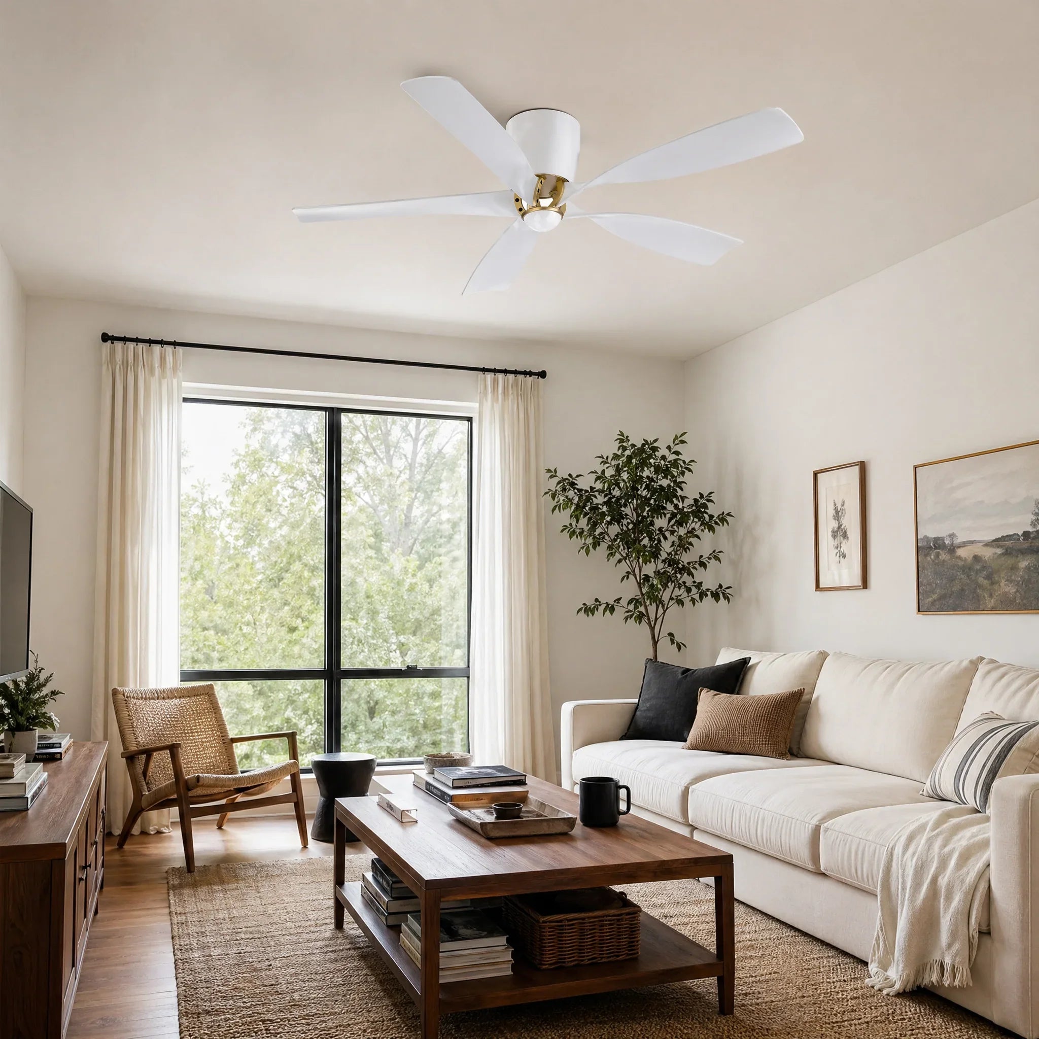 Aurelin Flush Ceiling Fan with Light 52"