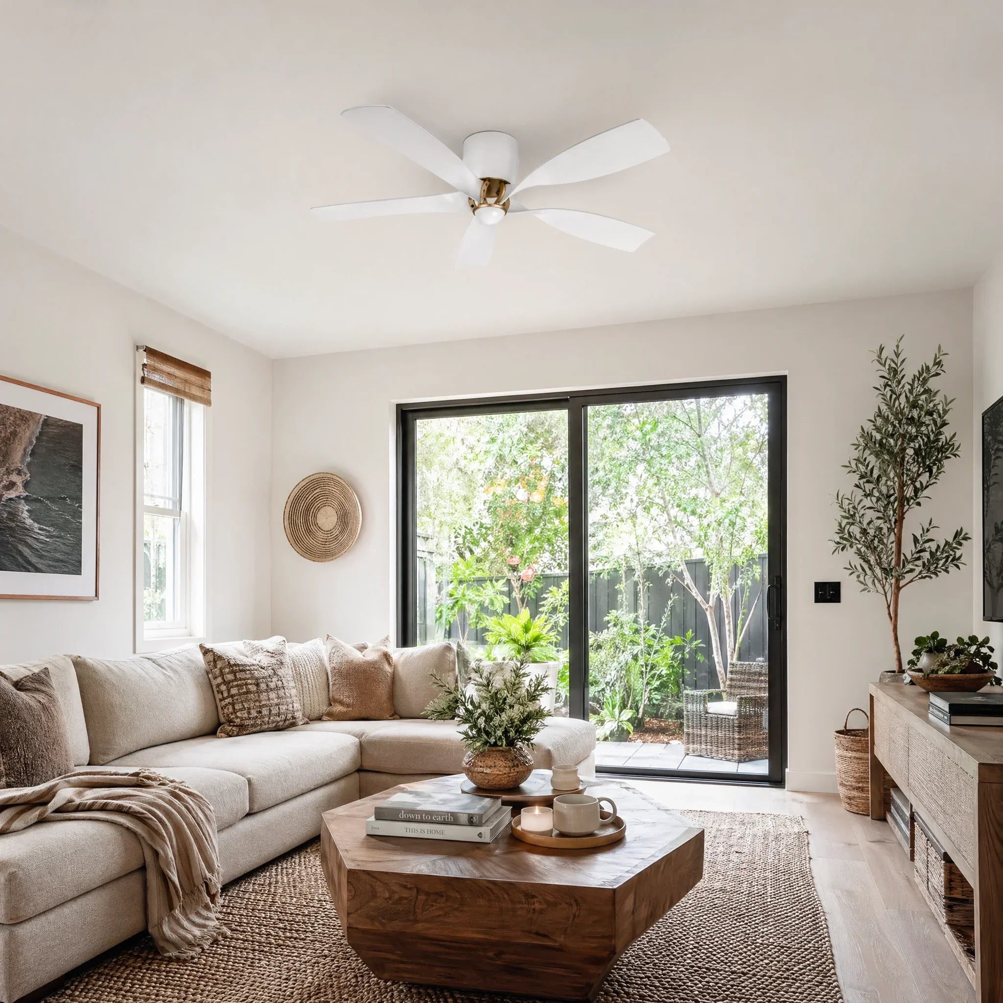 Aurelin Flush Ceiling Fan with Light 52"
