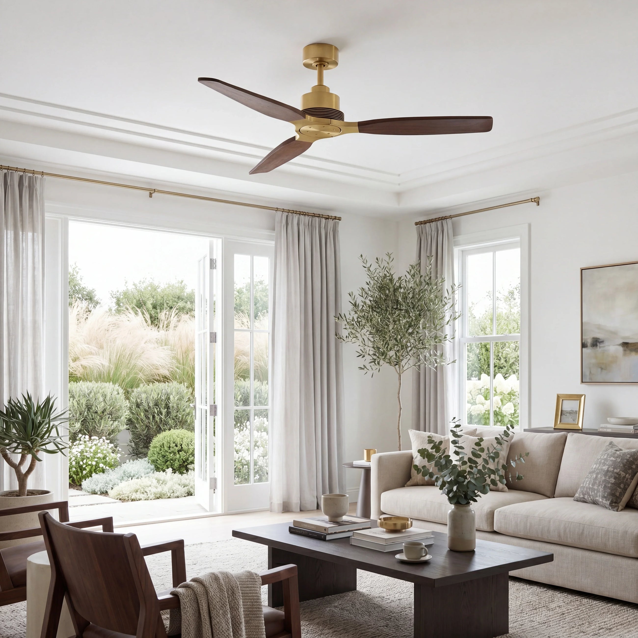 Louise Ceiling Fan 56" · Solid Wood Blades · No Light