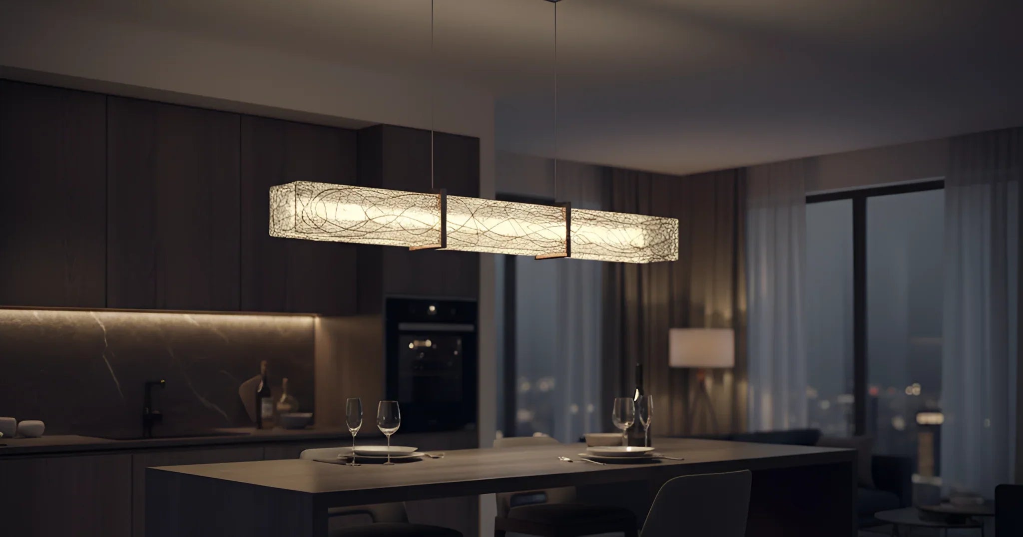 How high should kitchen island linear lighting hang? - Perimost
