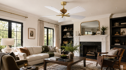 How to Style a Brass Ceiling Fan in a Modern Living Room？