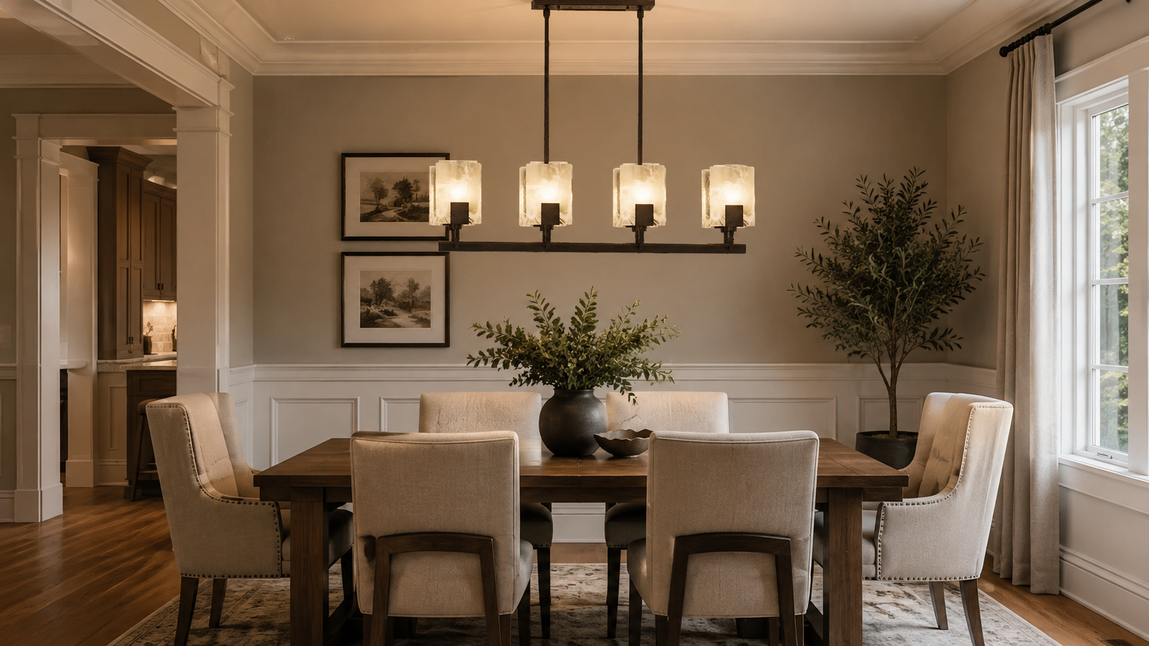 How Long Should a Linear Chandelier Be Over a Dining Table?