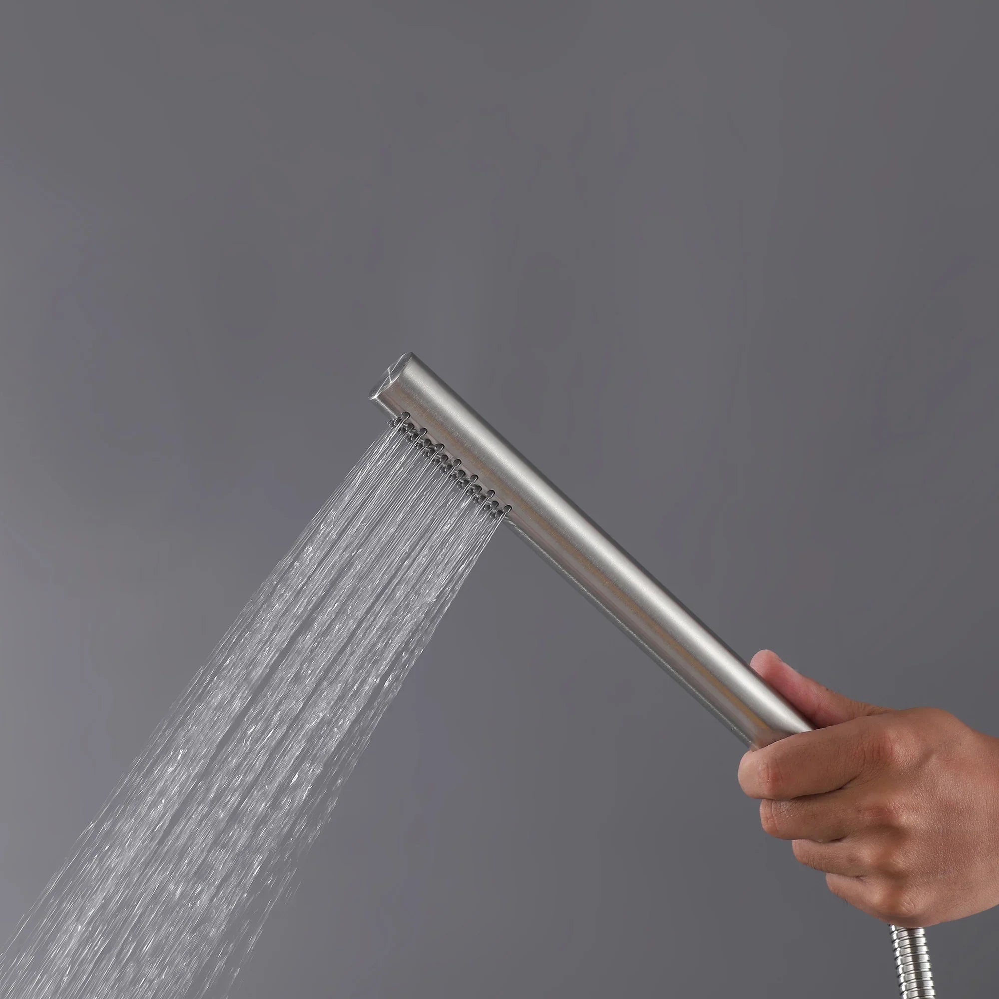 Curved Freestanding Outdoor Shower - Brushed