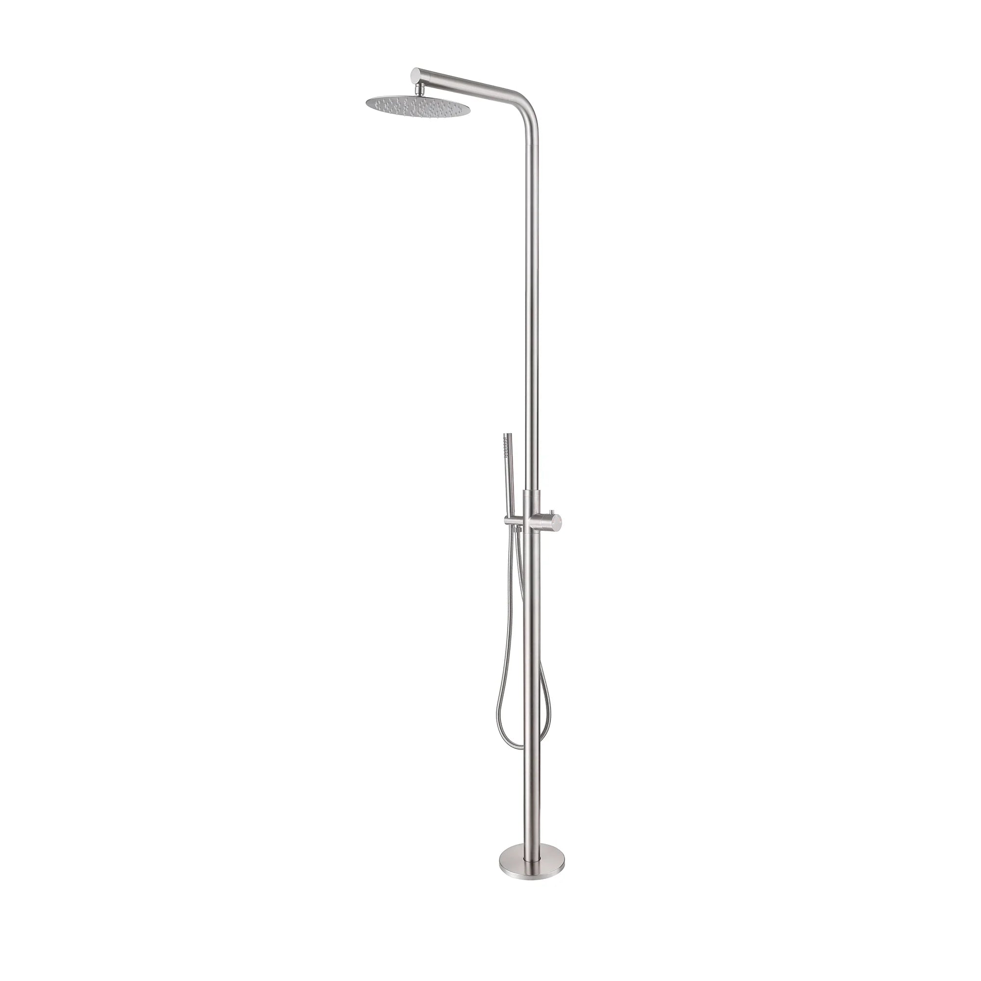 Curved Freestanding Outdoor Shower - Brushed