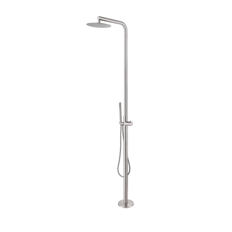 Curved Freestanding Outdoor Shower - Brushed