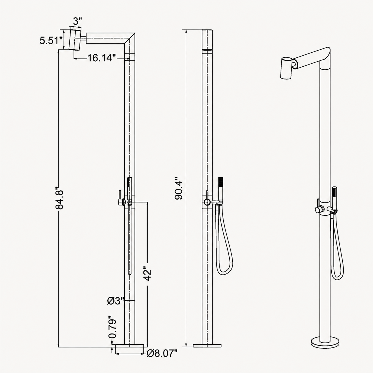Freya Outdoor Shower · Matte Black