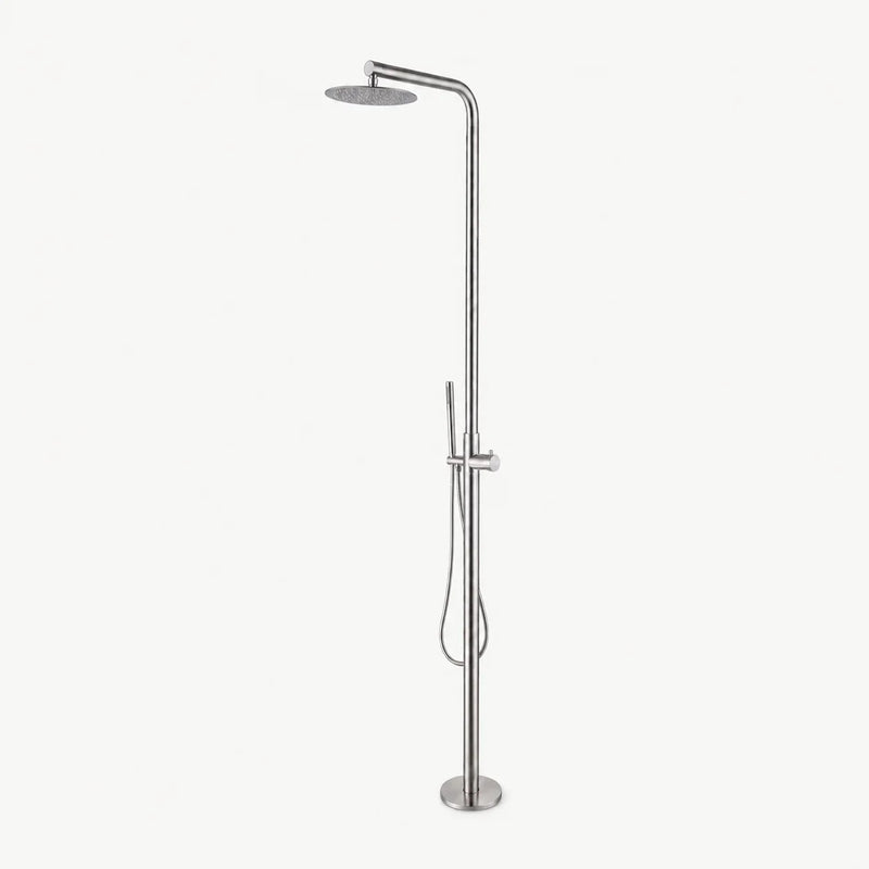 Britt Outdoor Shower · Brushed Silver