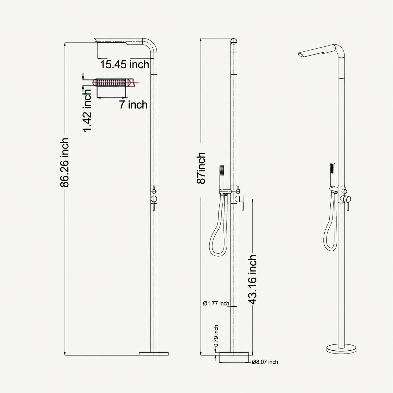 Leona Outdoor Shower · Matte Black