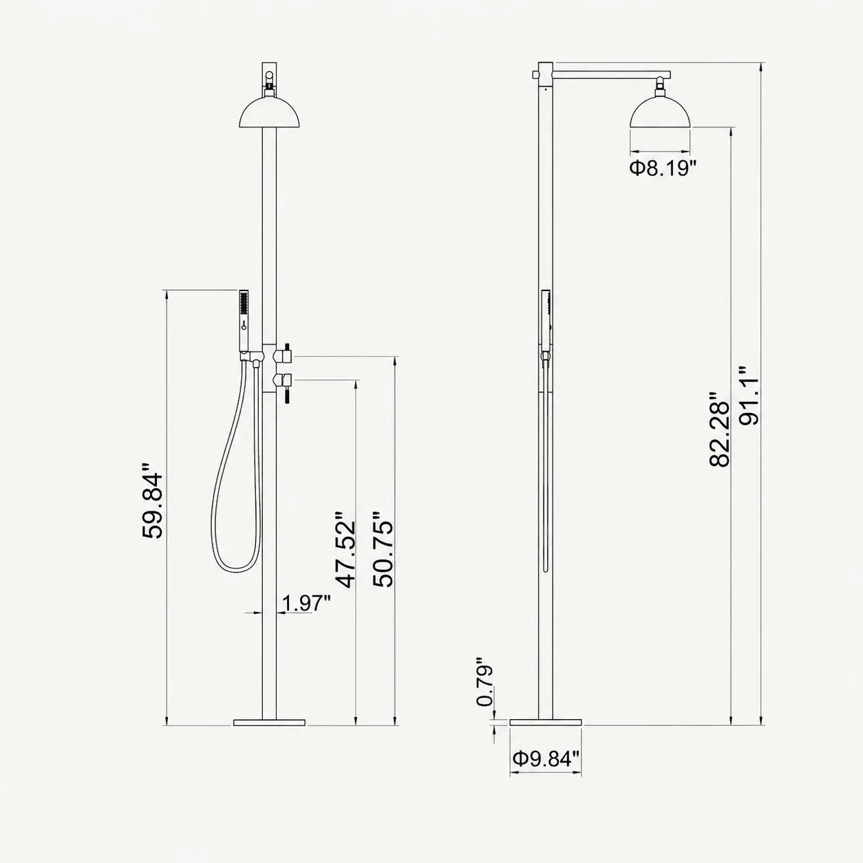 Amara Outdoor Shower · Brushed Silver