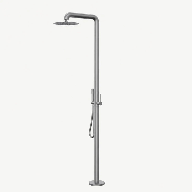 Theo Outdoor Shower · Brushed Silver
