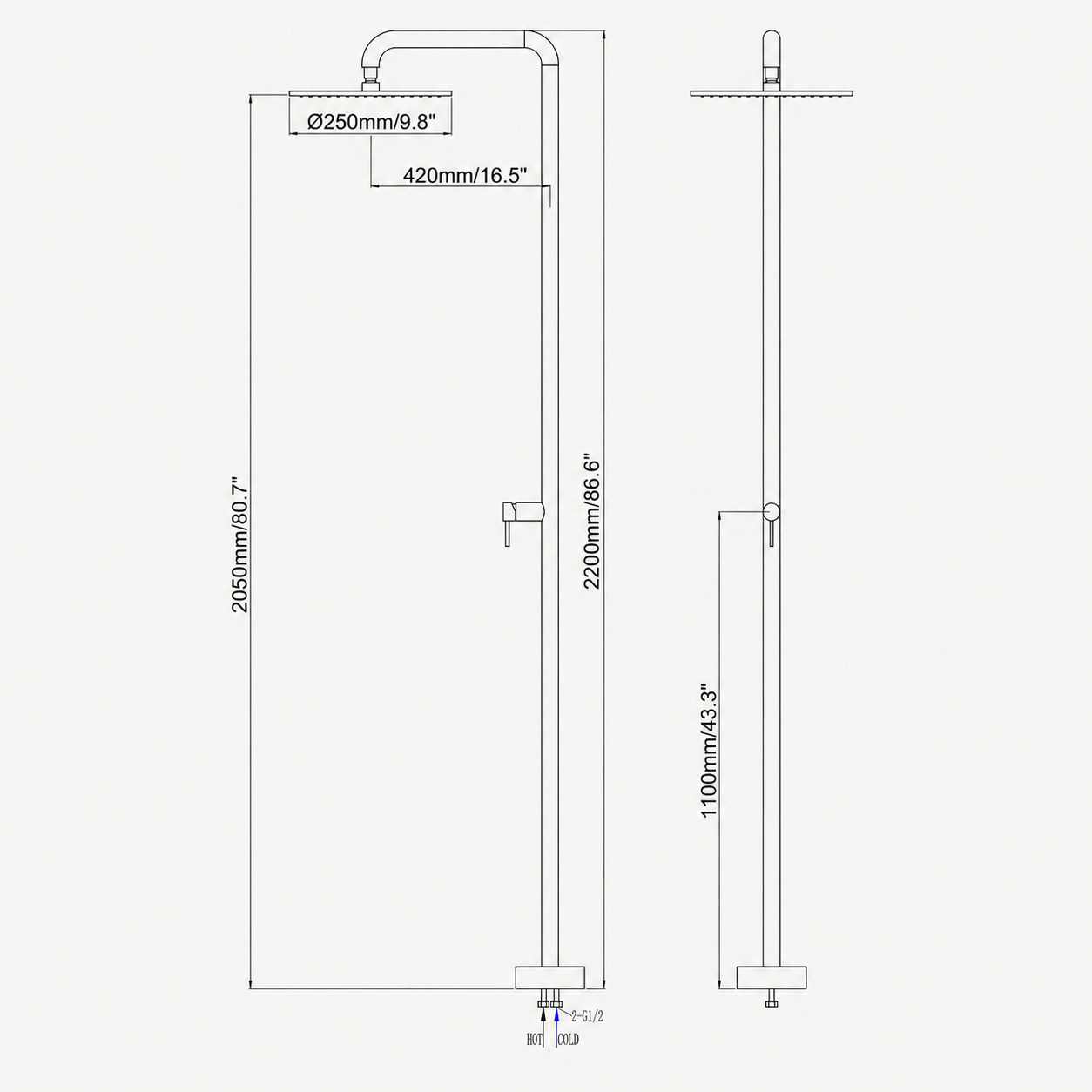 Valerie Outdoor Shower · Matte Black