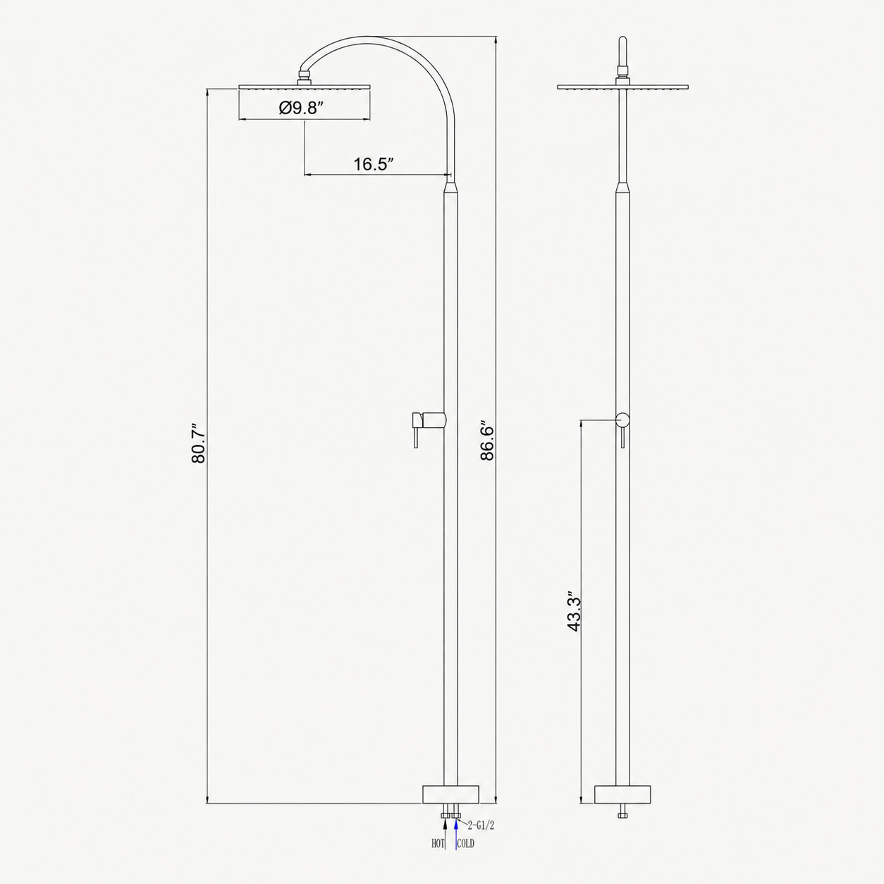 Dahlia Outdoor Shower · Matte Black