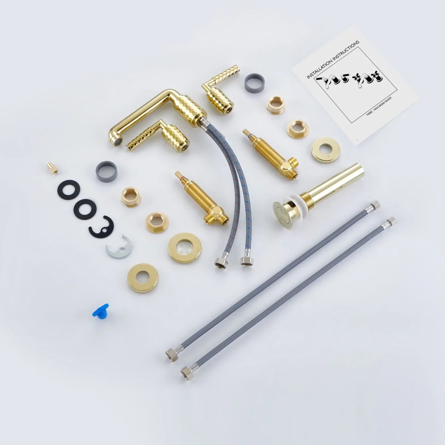 Linea Lever Handle Widespread Bathroom Faucet – PVD Zirconium Gold