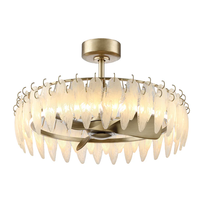 32 Inch Ogden Antique Silver Luxury Fandelier with Light and Remote Control - Perimost