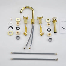 High Arc Cross Handle Widespread Bathroom Faucet – Brushed Brass