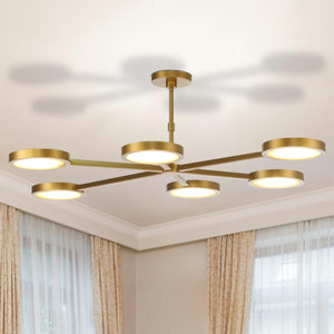 6-Light Modern Downrod Golden Chandelier