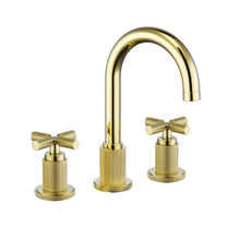 High Arc Cross Handle Widespread Bathroom Faucet – Brushed Brass