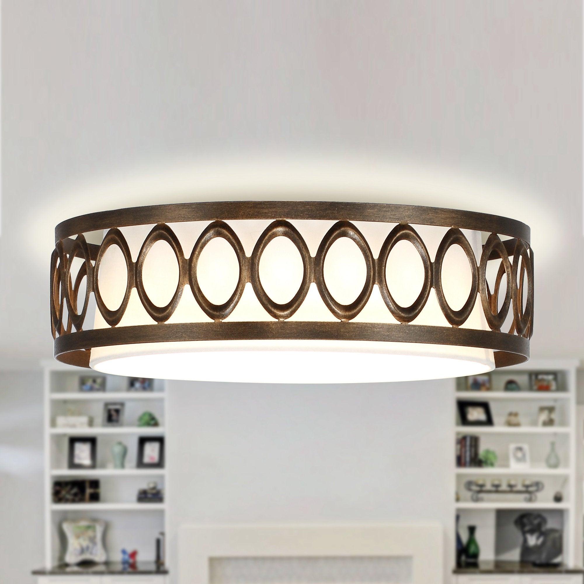 16" Modern Brown LED Flush Mount Lighting - ParrotUncle