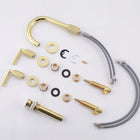 High Arc Lever Handle Widespread Bathroom Faucet – Brushed Brass