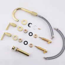 High Arc Lever Handle Widespread Bathroom Faucet – Brushed Brass