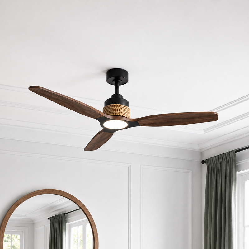 Louise Matte Black Fan 56" · Solid Wood Blades