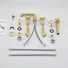 Linea Cross Handle Widespread Bathroom Faucet – PVD Zirconium Gold