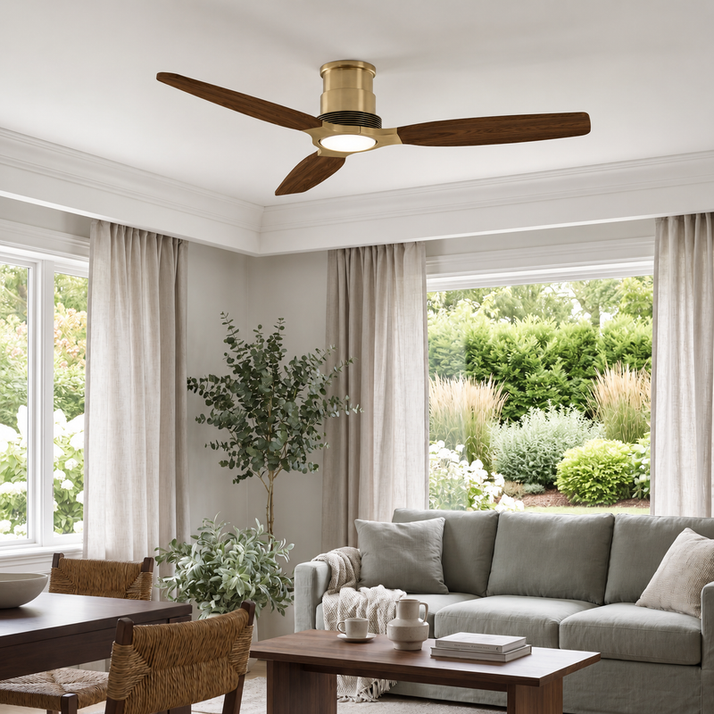Louise Flush Ceiling Fan 56" · Solid Wood Blades