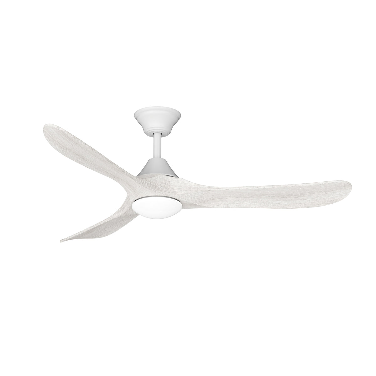 Sylvie 48" Solid Wood Ceiling Fan with Light · Whitewashed & Matte White