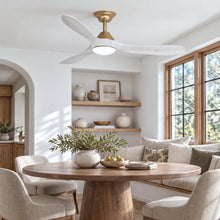 Sylvie 60" Solid Wood Ceiling Fan with Light · Whitewashed & Brass