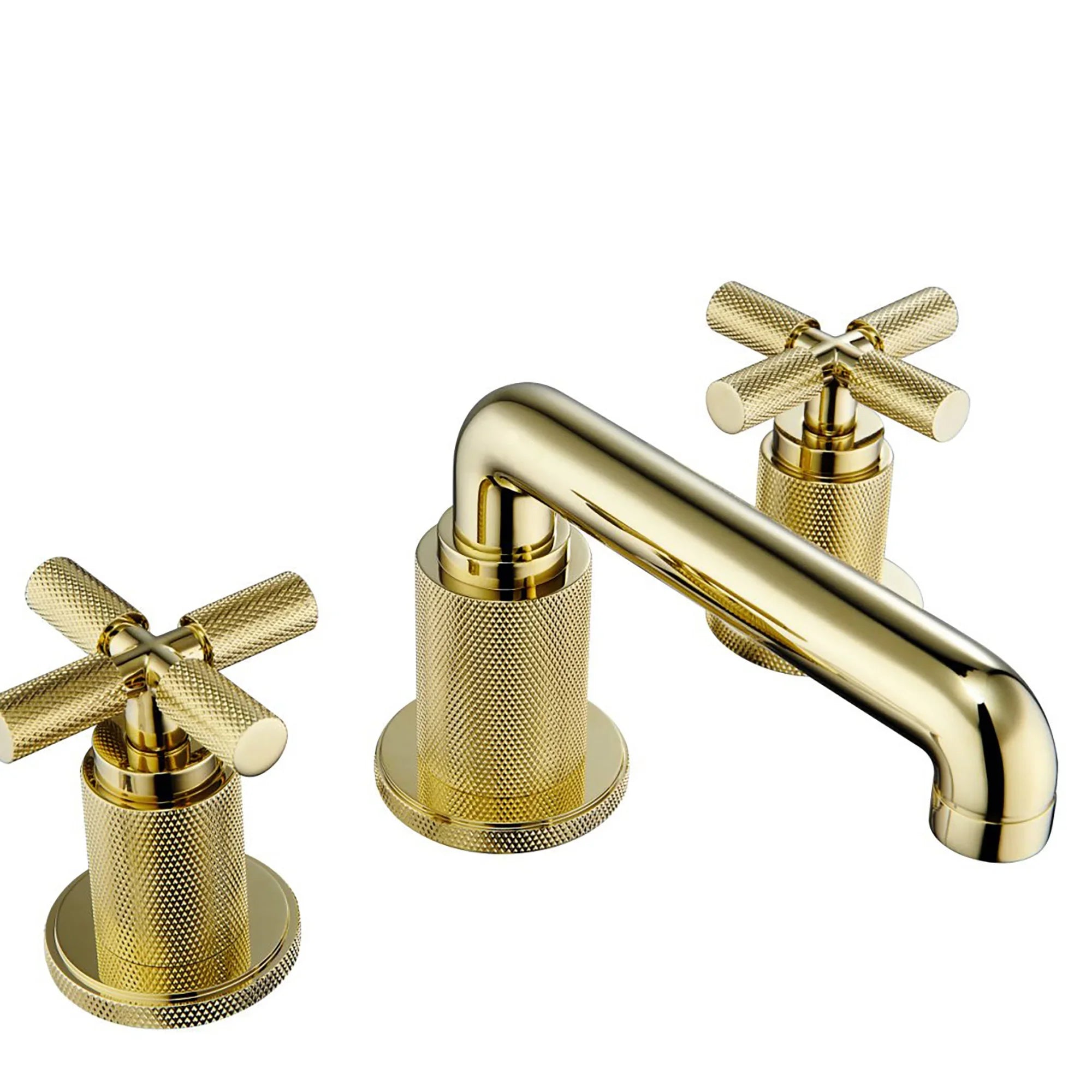 Linea Cross Handle Widespread Bathroom Faucet – PVD Zirconium Gold