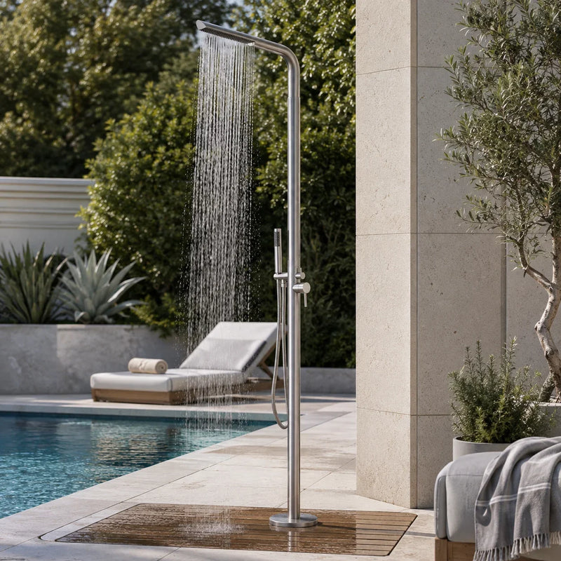 Sienna Outdoor Shower · Brushed Silver