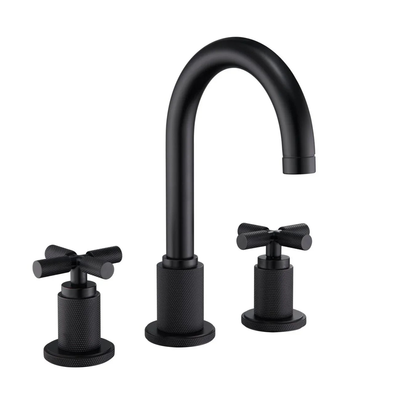 High Arc Cross Handle Widespread Bathroom Faucet – Matte Black