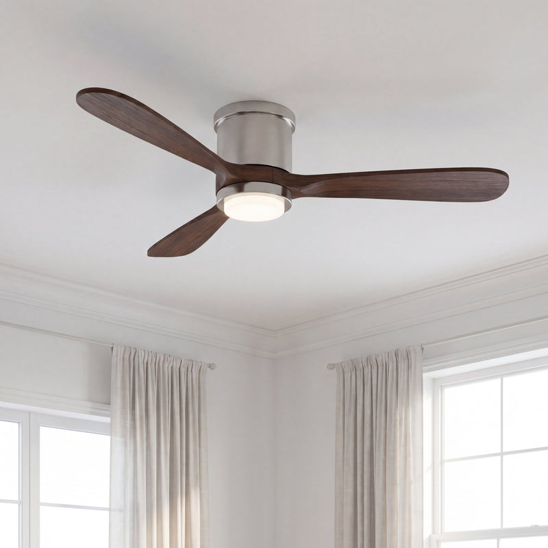 Mayna Flush Ceiling Fan 52" · Dark Walnut Solid Wood Blades