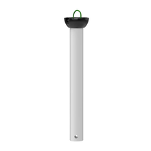 White ceiling fan downrod with black mount and green grounding wire for modern fans