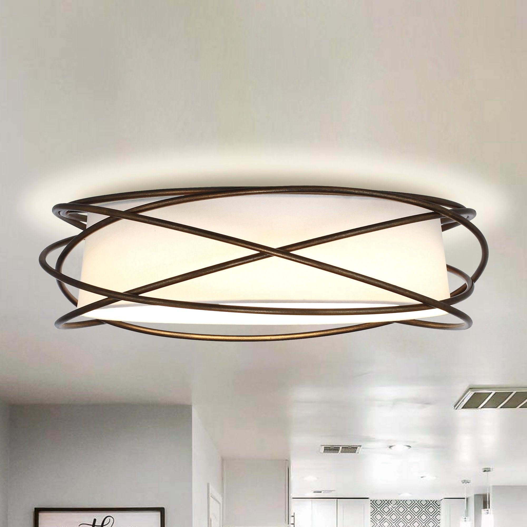 20" Modern Brown LED Flush Mount Ceiling Light - ParrotUncle