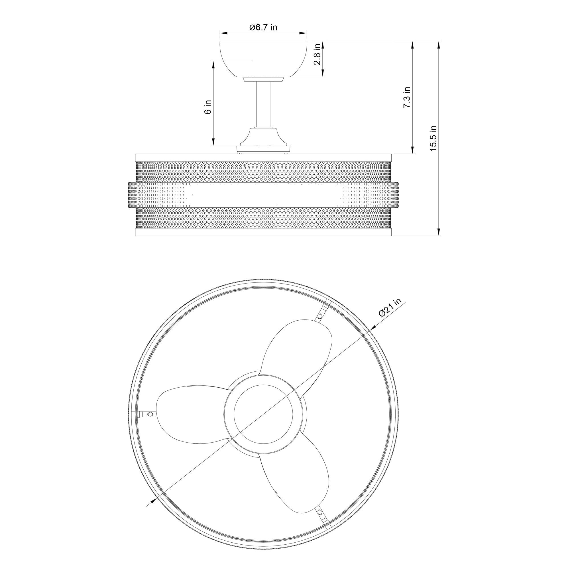 21" Nilgiri Industrial DC Motor Downrod Mount Reversible Ceiling Fan with LED Lighting and Remote Control - ParrotUncle