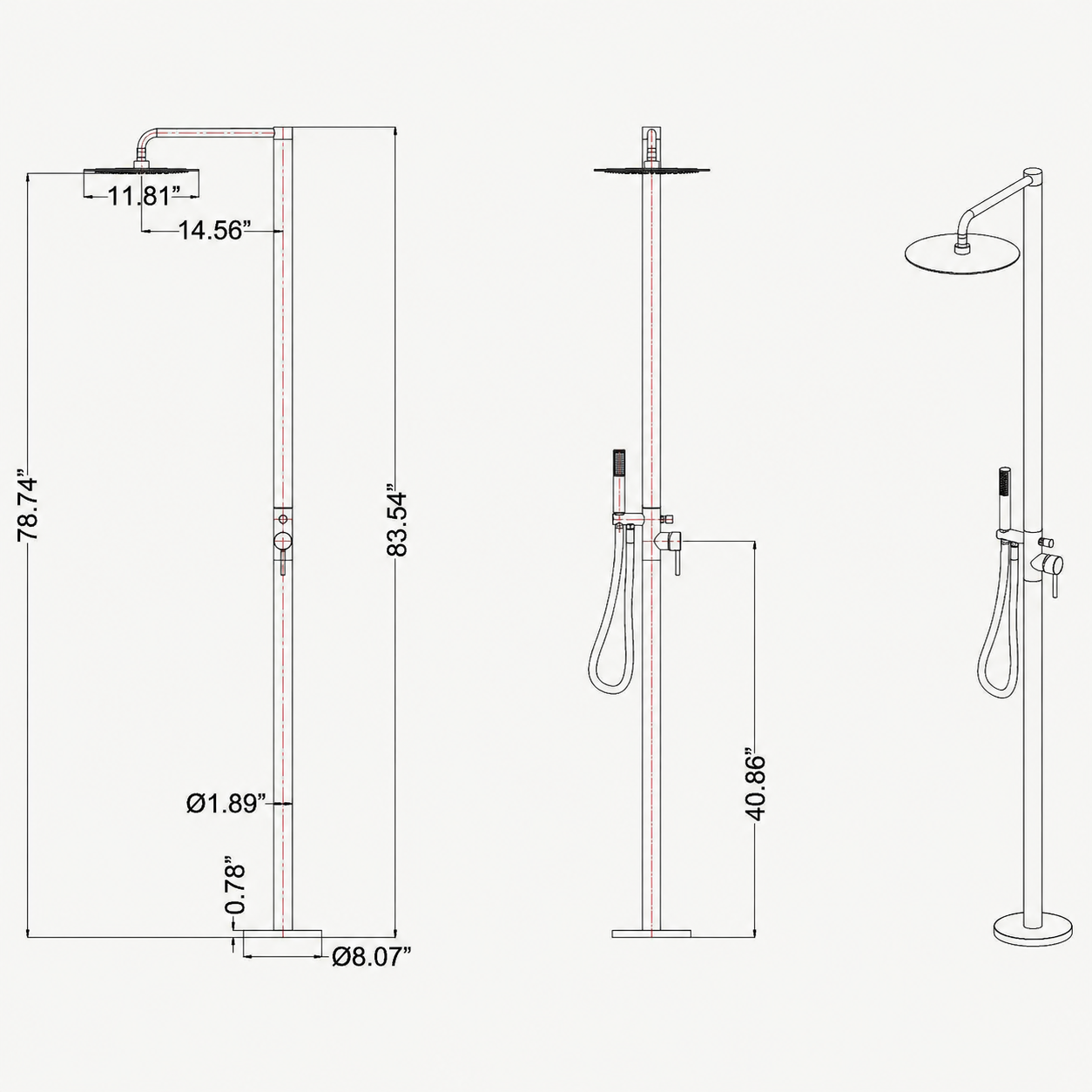 Maya Outdoor Shower · Matte Black
