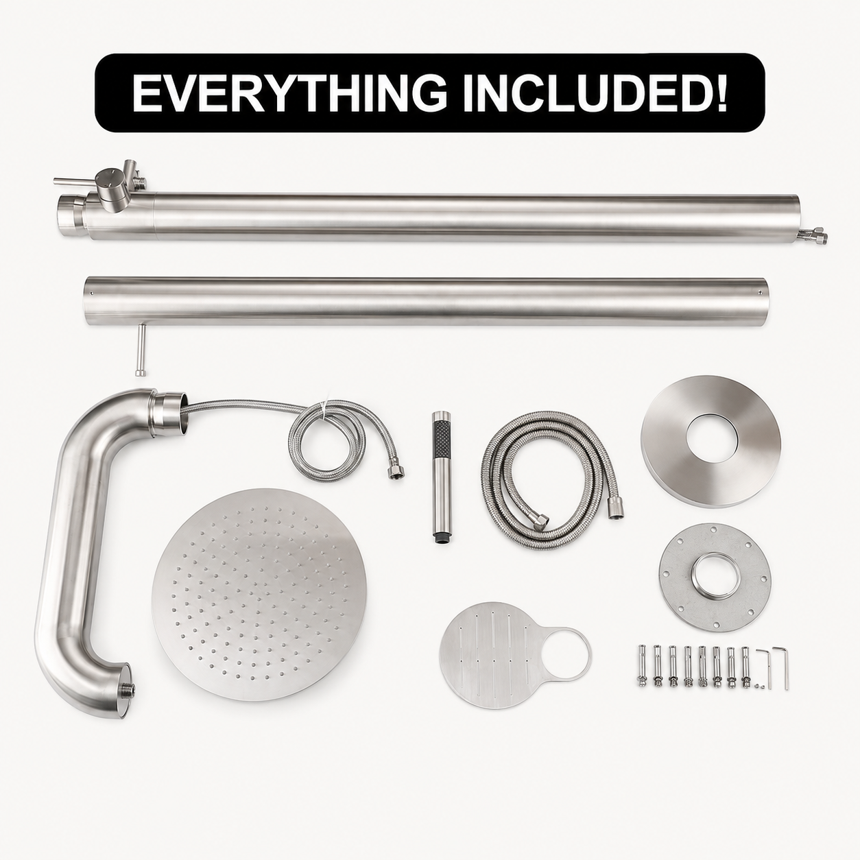 Arden Outdoor Shower · Brushed Silver
