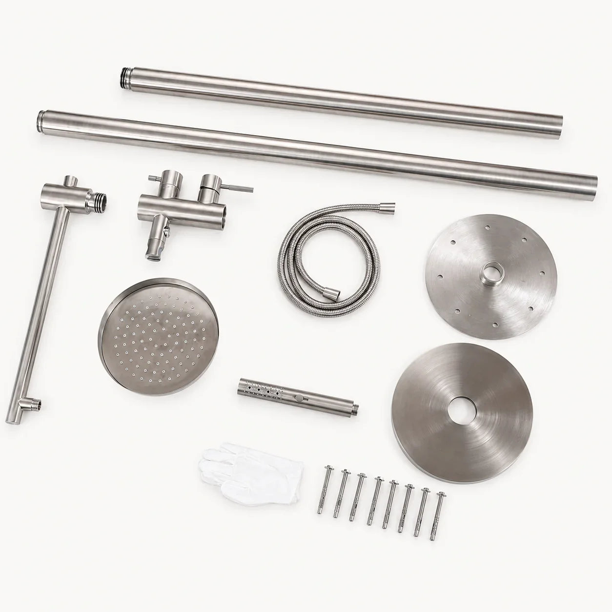 Amara Outdoor Shower · Brushed Silver