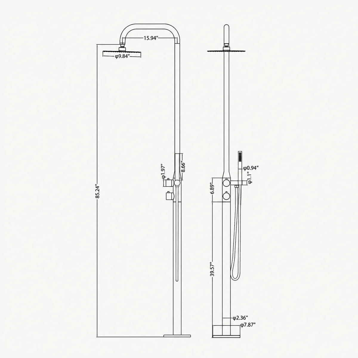 Everett Outdoor Shower · Brushed Silver