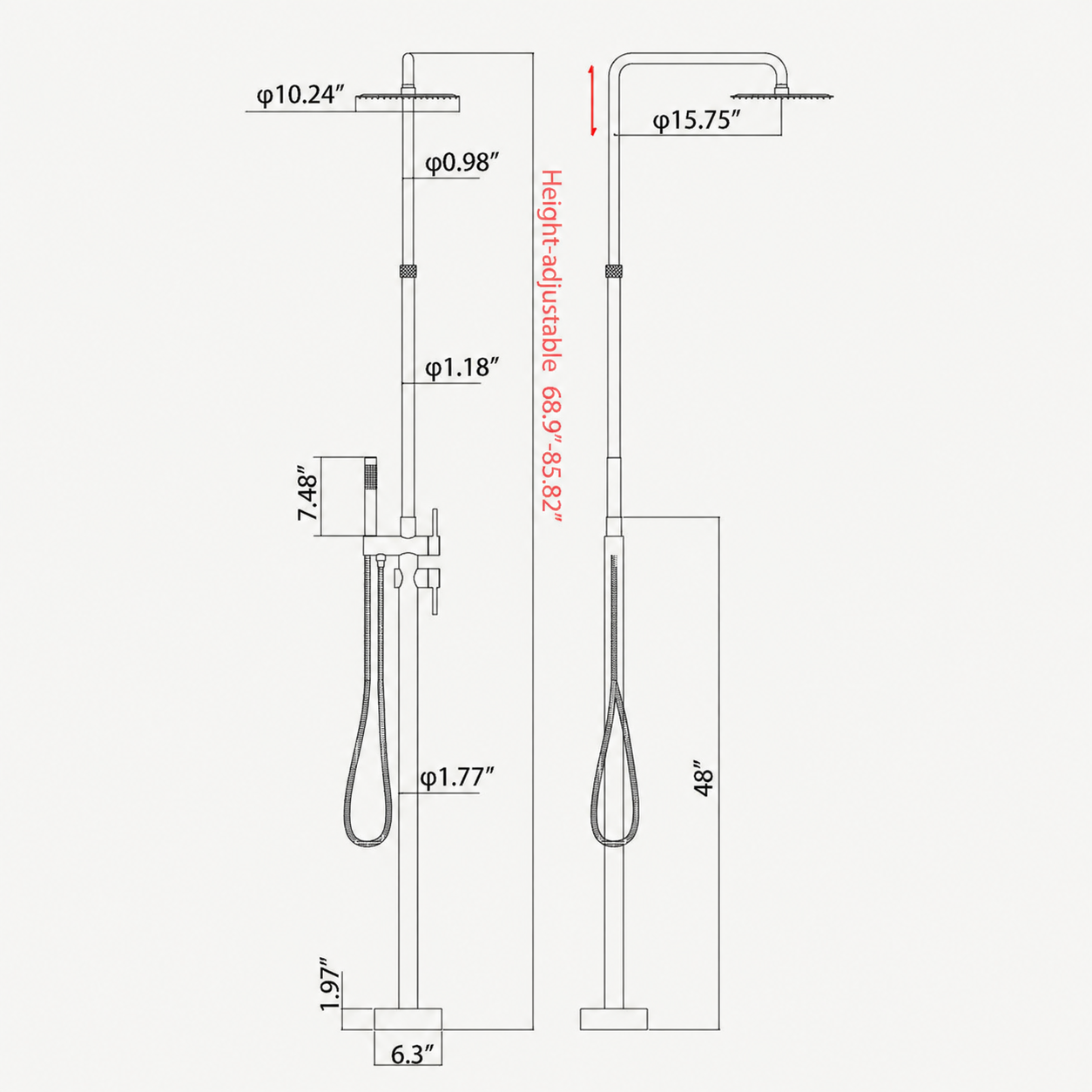 Nora Outdoor Shower · Brushed Silver