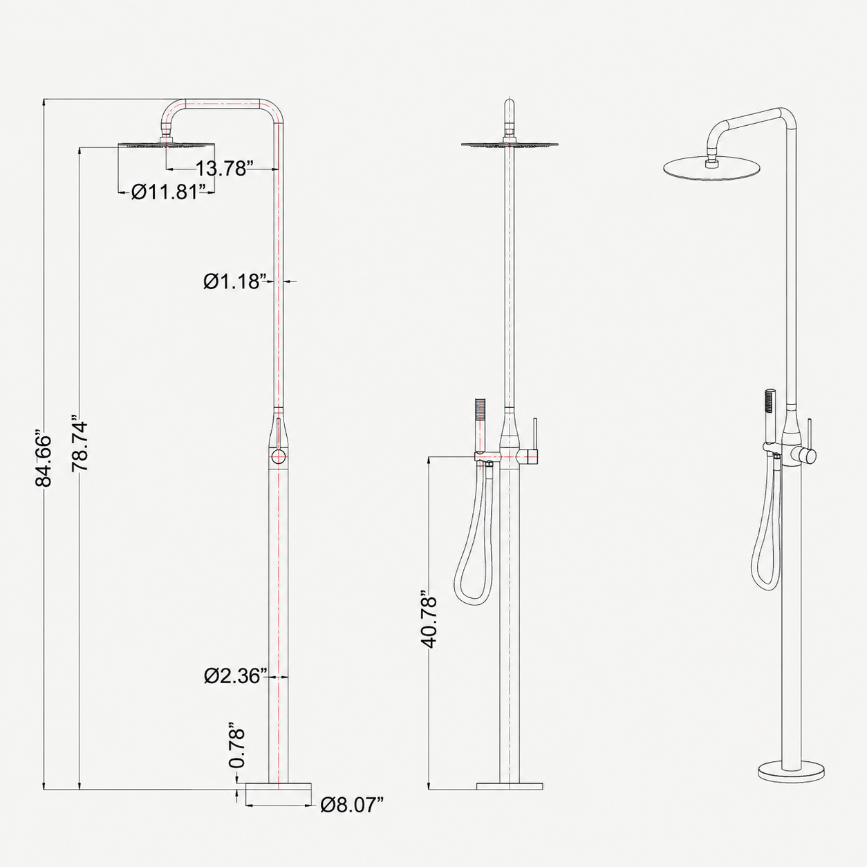 Elias Outdoor Shower · Matte Black