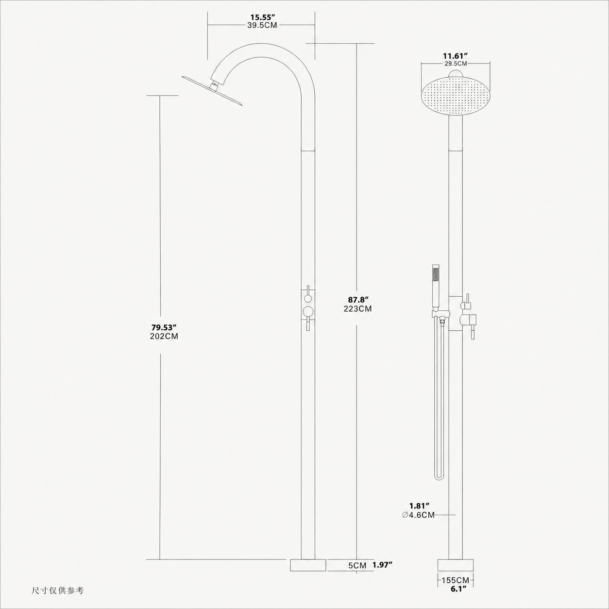 Mila Outdoor Shower · Matte Black
