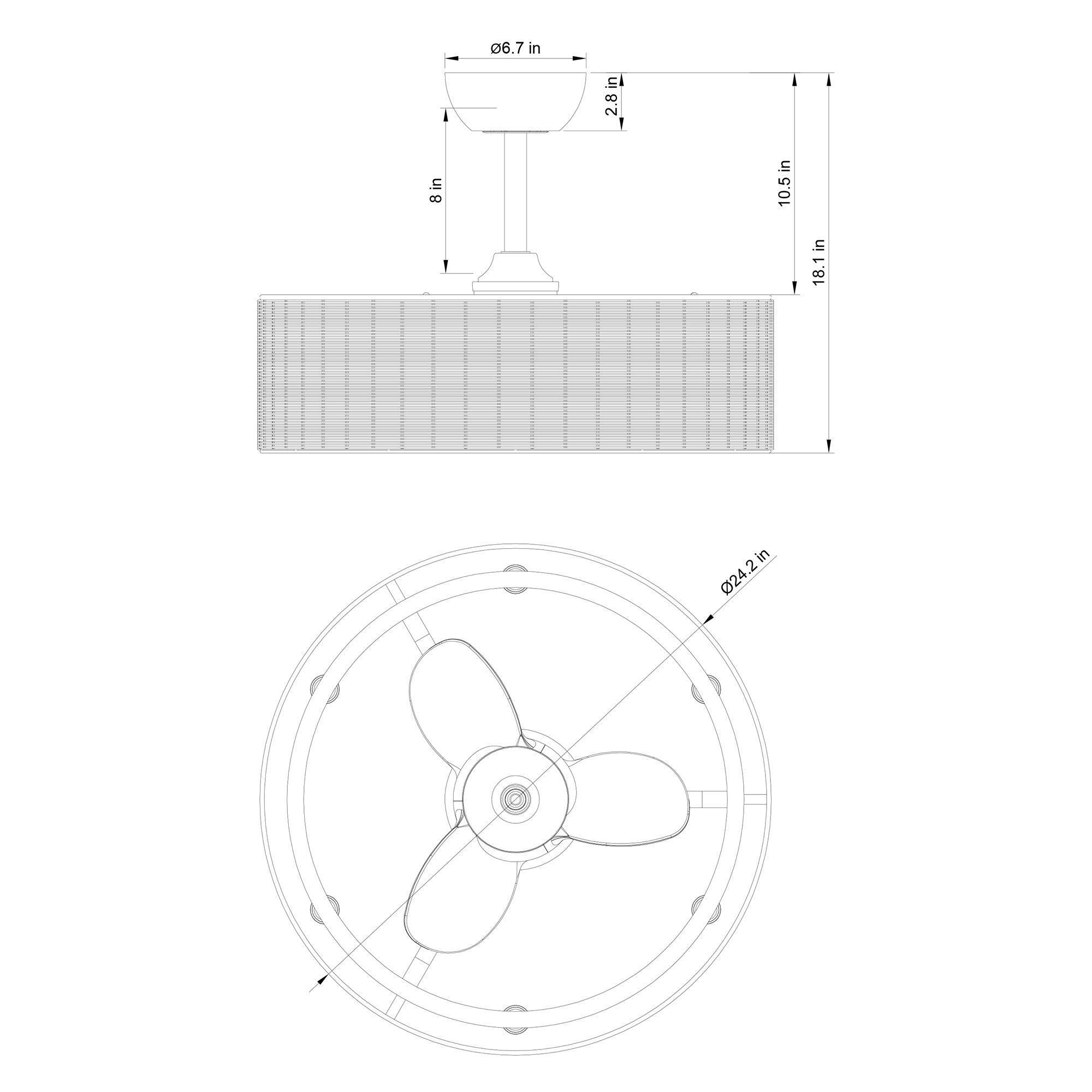 24" Traditional DC Motor Downrod Mount Reversible Fandelier Ceiling Fan with Lighting and Remote Control - ParrotUncle