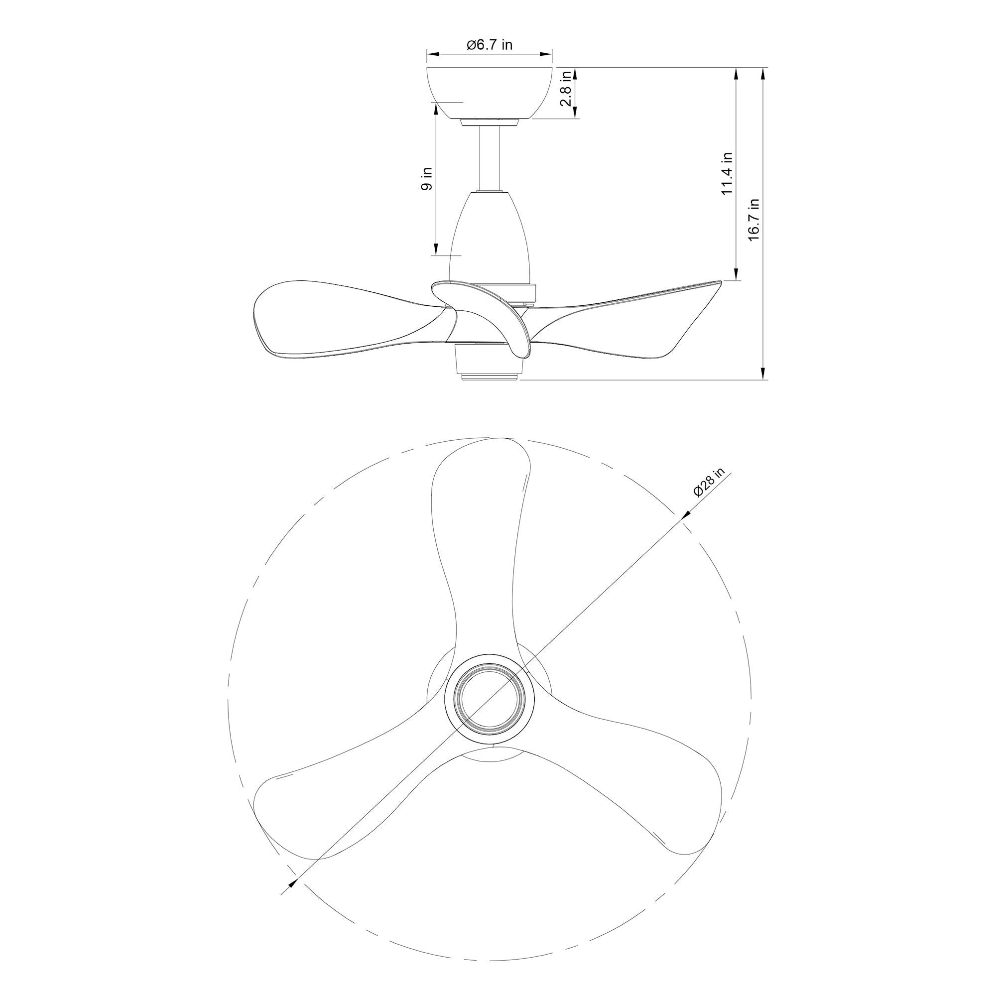 28" Kwang Rustic DC Motor Downrod Mount Reversible Ceiling Fan with LED Lighting and Remote Control - ParrotUncle