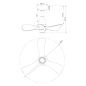 28" Kwang Rustic DC Motor Downrod Mount Reversible Ceiling Fan with LED Lighting and Remote Control - ParrotUncle