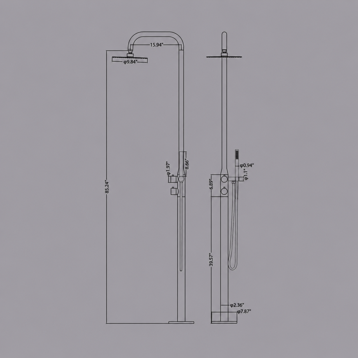 Coast Freestanding Outdoor Shower - Brushed